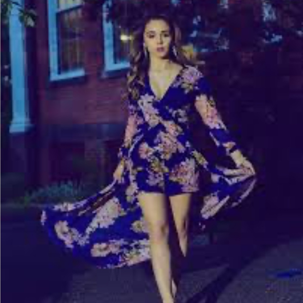 Floral Blue Maxi romper/ jumpsuit